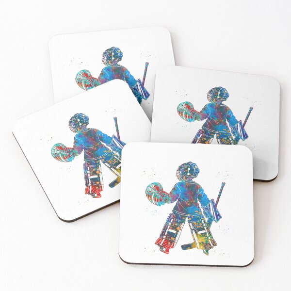 Item preview, Little Boy Ice Hockey Goalie Watercolor Art designed and sold by Liededrom..