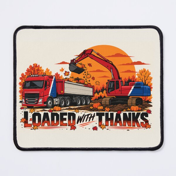 Item preview, Loaded With Thanks – Thanksgiving Construction Excavator & Dump Truck designed and sold by ElceMare.