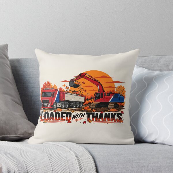 Item preview, Loaded With Thanks – Thanksgiving Construction Excavator & Dump Truck designed and sold by ElceMare.