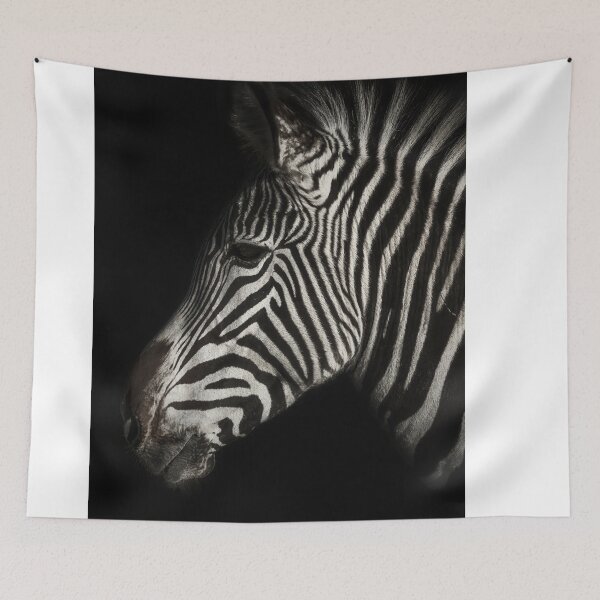 Item preview, Zebra Side Profile Portrait On Dark Background designed and sold by Kellesu.
