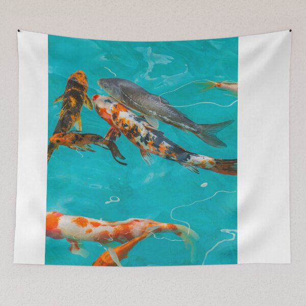 Item preview, Colorful Koi Fish Swimming In Clear Blue Water designed and sold by Kellesu.