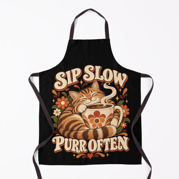 Item preview, Sip Slow Purr Often - Cat and Coffee Vintage Cafe Art designed and sold by haitrieuic96.
