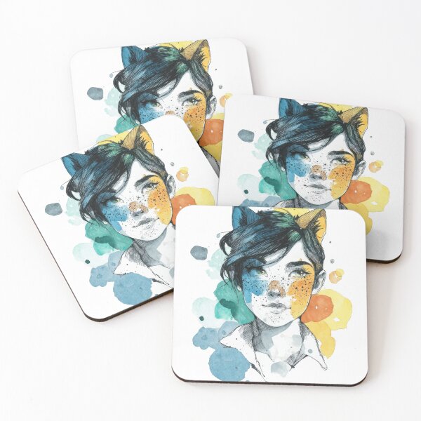 Item preview, Girl with cat ears, colorful spots designed and sold by anytka.