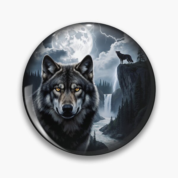 Artikelvorschau, Wolfsgeheul, Vollmond, Wasserfall, epischer Wildtierwald entworfen und verkauft von Stupid Shirts.