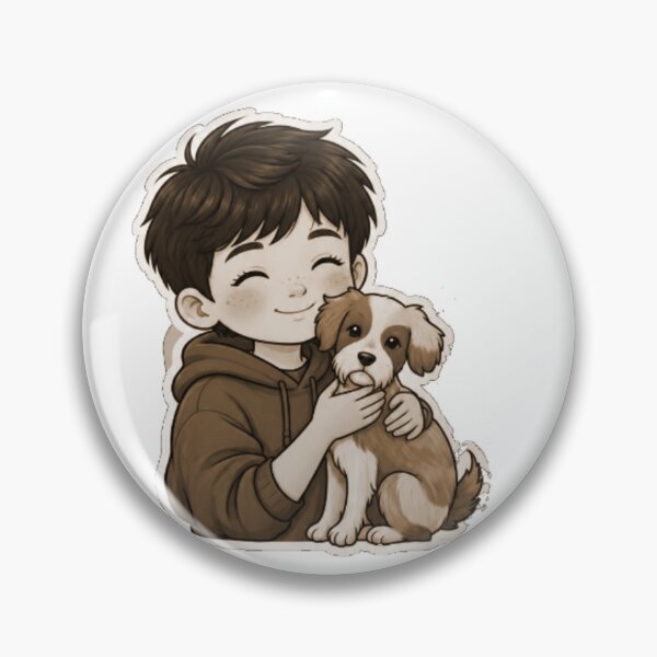Item preview, Cute Boy Hugging Puppy Cartoon designed and sold by Shahrukh Ali.