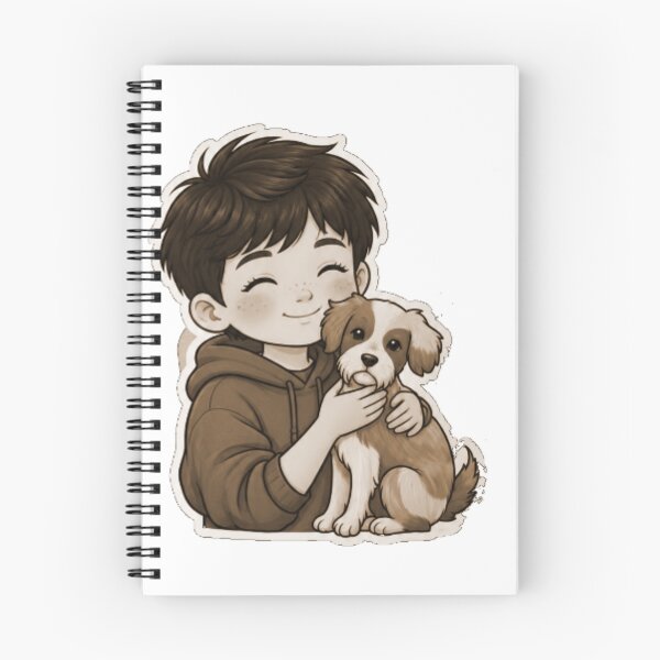 Item preview, Cute Boy Hugging Puppy Cartoon designed and sold by Shahrukh Ali.