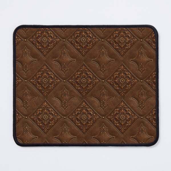 Item preview, Luxury Brown Leather Embossed Pattern – Elegant Vintage Damask Design designed and sold by vinothmech53.