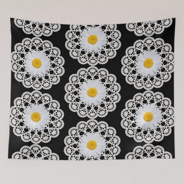 Item preview, White Daisy Doily Retro Vibes Floral Art Shapes Mania designed and sold by Shapes-Mania.