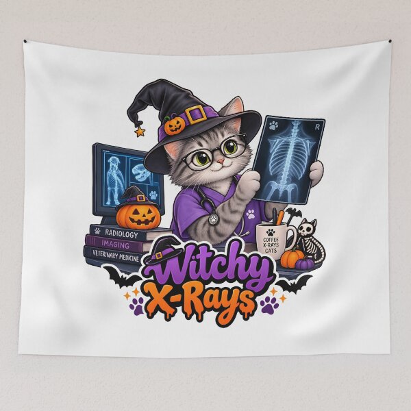 Item preview, Witchy X-Rays – Halloween Cat Radiologist Veterinary Design designed and sold by Bettybee00.