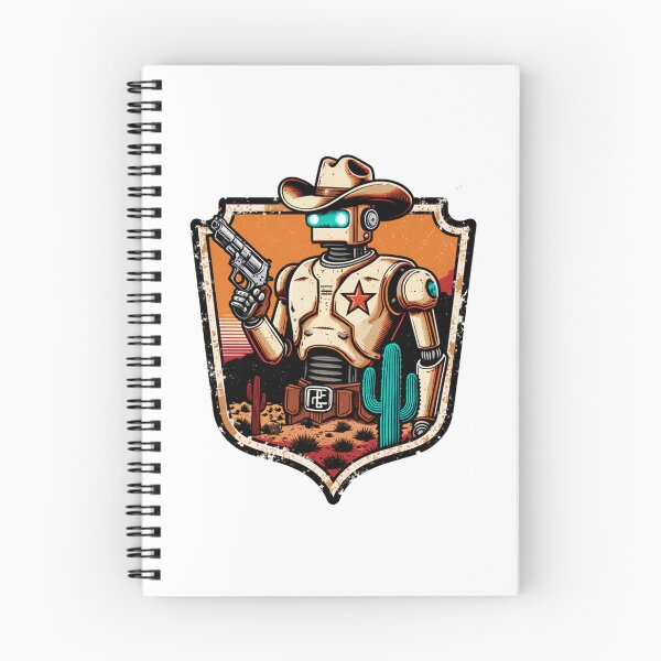 Item preview, Robot Cowboy Sheriff Retro Sci Fi Western Badge designed and sold by Stupid Shirts.