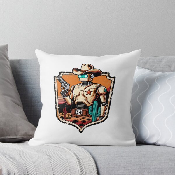 Item preview, Robot Cowboy Sheriff Retro Sci Fi Western Badge designed and sold by Stupid Shirts.