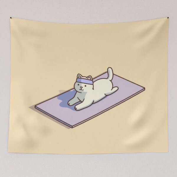 Item preview, Cat doing yoga on a mat designed and sold by anytka.