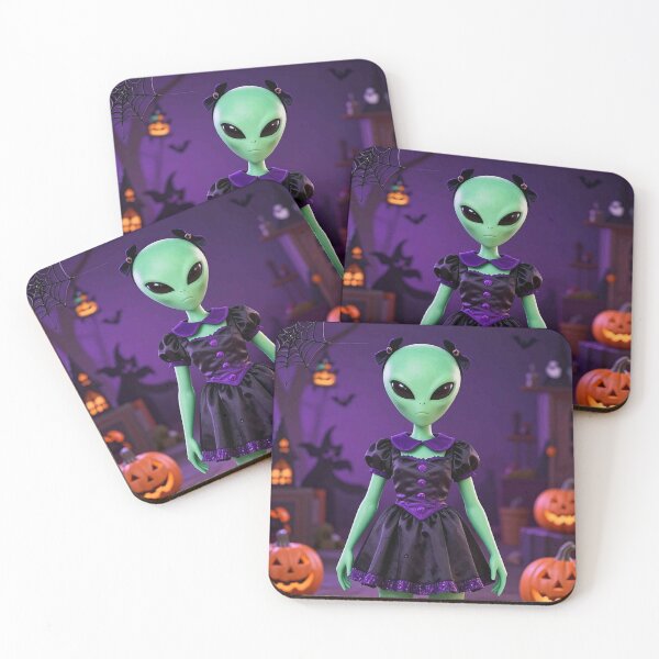 Item preview, Cute Green Alien Girl in Purple Halloween Dress designed and sold by MFMart.