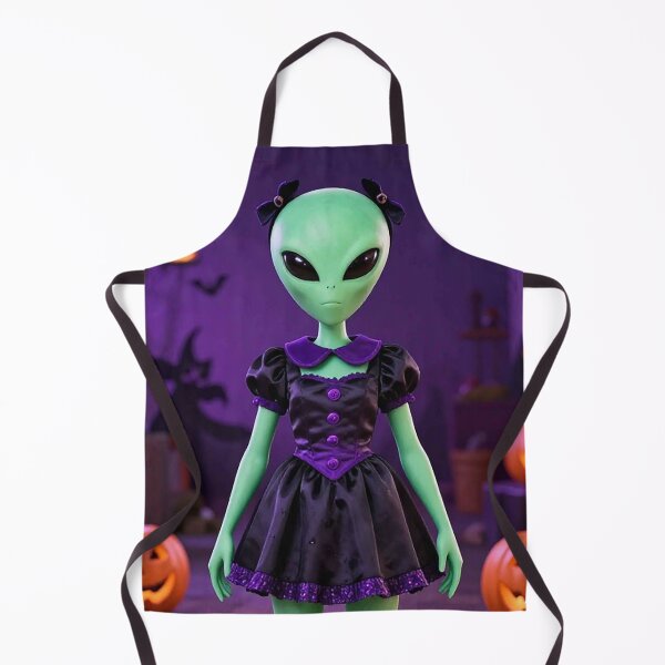 Item preview, Cute Green Alien Girl in Purple Halloween Dress designed and sold by MFMart.