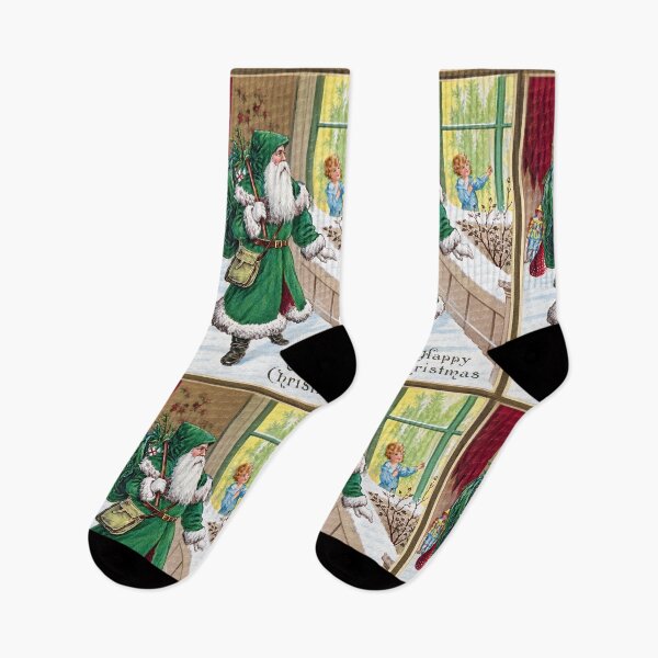 Item preview, Vintage Green Santa at the Window – Christmas Nostalgia designed and sold by LuluLeb.