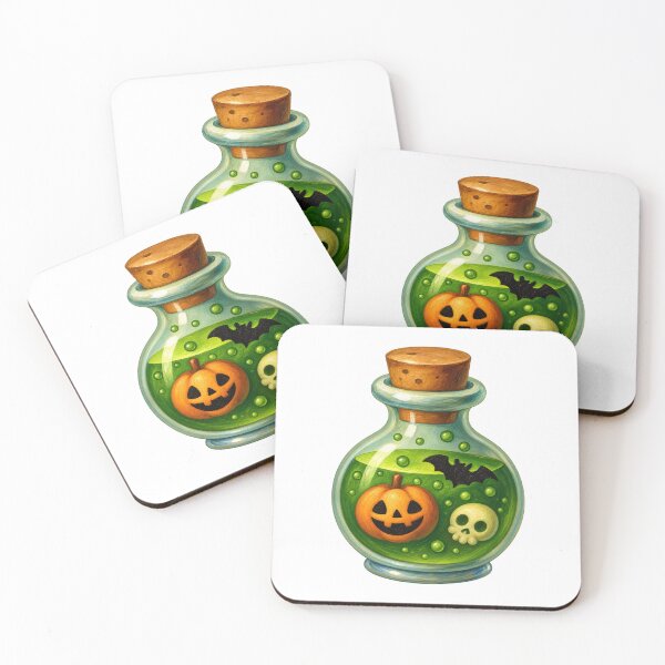 Aperçu de l'œuvre La potion d'Halloween émeraude | Bouteille de potion effrayante créée et vendue par Whatever Works.