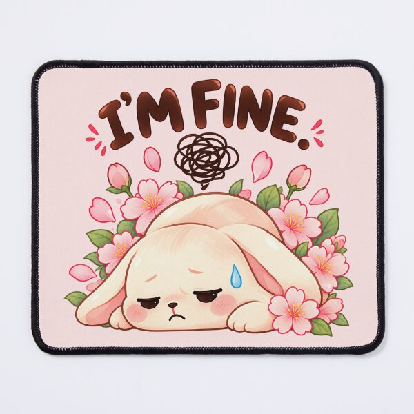 Item preview, I’m Fine Bunny Cherry Blossom – Funny Kawaii Rabbit Meme designed and sold by StickyDelights.