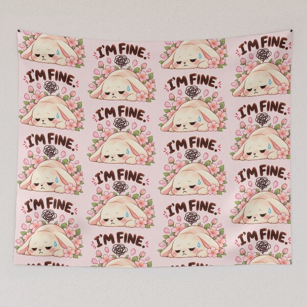 Item preview, I’m Fine Bunny Cherry Blossom – Funny Kawaii Rabbit Meme designed and sold by StickyDelights.