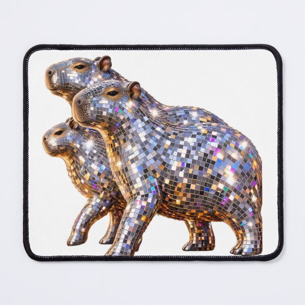 Item preview, Disco Capybara Trio – Sparkling Mirror Ball Capybara Gift designed and sold by HoMya.