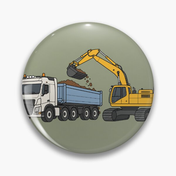 Item preview, Excavator Loading Dump Truck – Construction Equipment Illustration designed and sold by ElceMare.