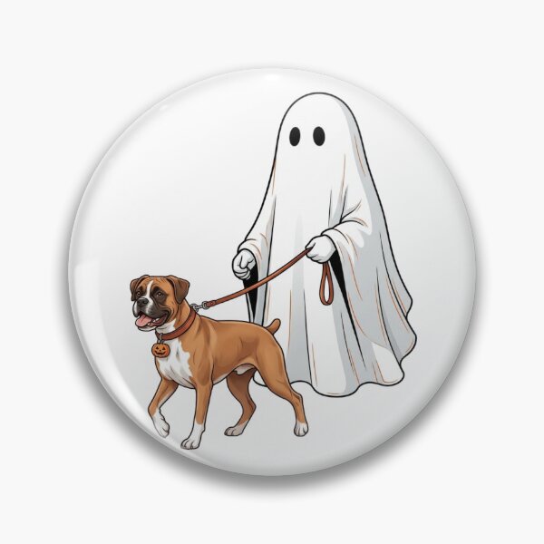 Artikelvorschau, Gruselige Halloween-Illustration: Ein Boxerhund-Liebhaber mit einem wandelnden Geist entworfen und verkauft von raedattia.