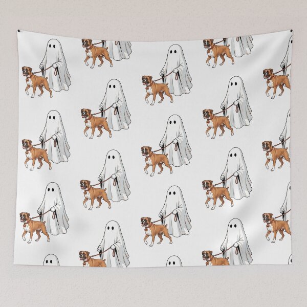 Item preview, Spooky Ghost Walking Boxer Dog Lover Halloween Illustration Art designed and sold by raedattia.