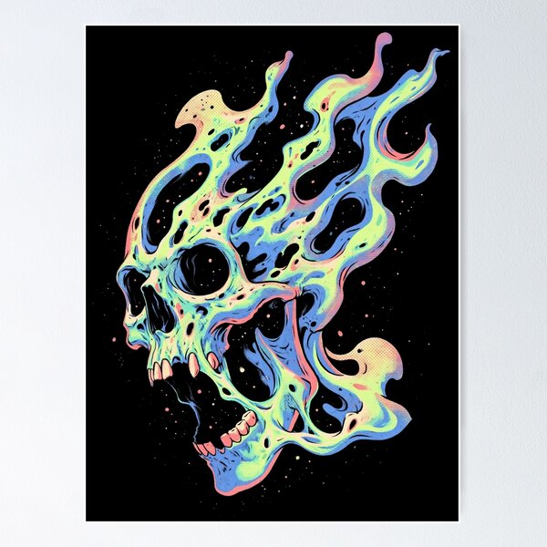 Item preview, Psychedelic Rainbow Flame Skull designed and sold by folskullyz.