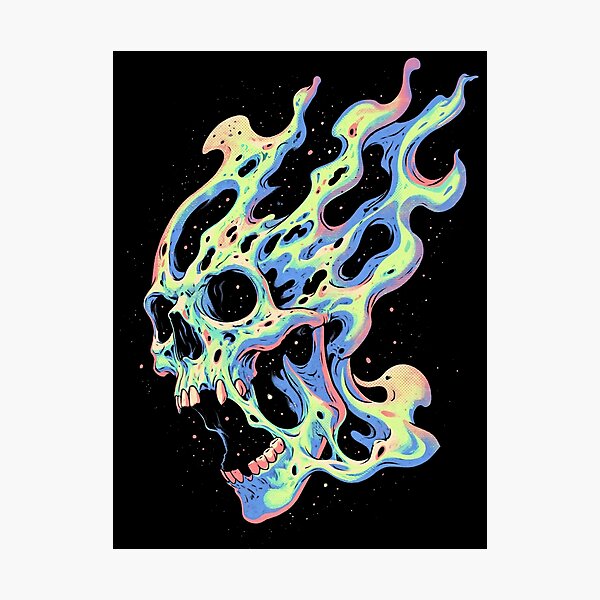 Item preview, Psychedelic Rainbow Flame Skull designed and sold by folskullyz.