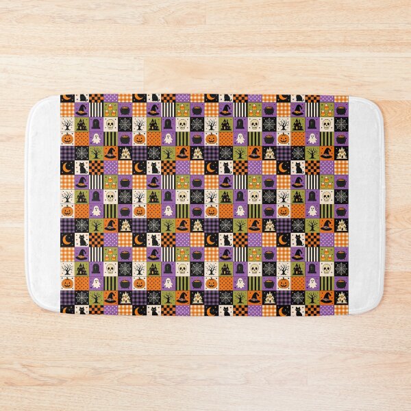 Item preview, Halloween Seamless Patchwork Pattern Ghosts Pumpkins Art designed and sold by Alaakadry800.