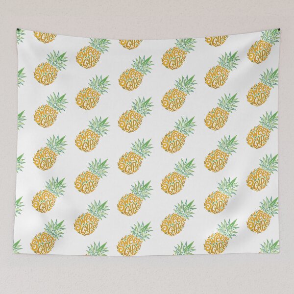 Artikelvorschau, Tropical Pineapple Fruit Vintage Typography Vector Artwork entworfen und verkauft von CreativeArtisanPrints Shop.