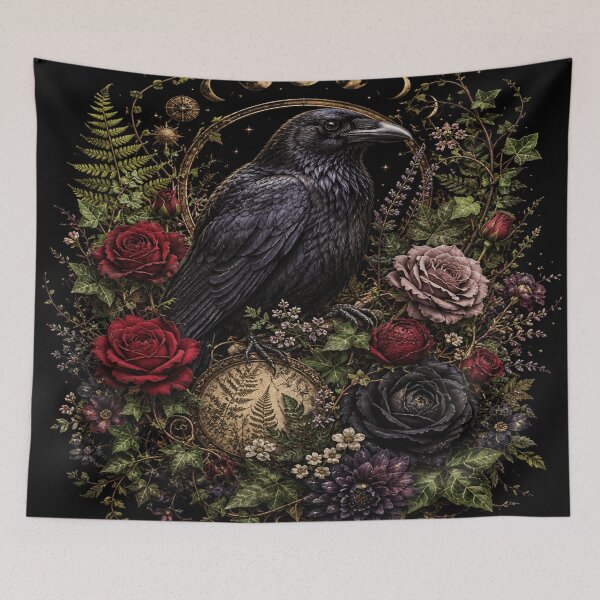 Artikelvorschau, Gothic Raven Dark Floral entworfen und verkauft von ASWIN STUDIO.