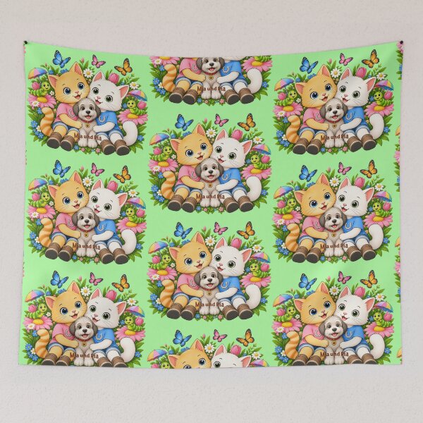 Item preview, FLOWER MEADOW WITH ROCKY - From the book series "Mia and Pia - Coloring fun meets cat knowledge - Adventures to color, learn and marvel at". designed and sold by WasserSonneWind.