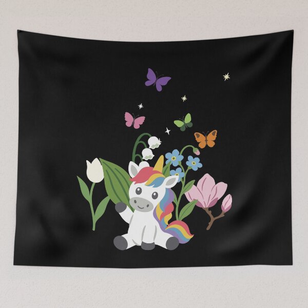 Item preview, Unicorn, flowers, children, imaginative, mythical creatures designed and sold by Sir-Freaky.