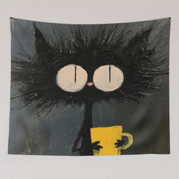 Item preview, Cute cat holds a cup in art piece designed and sold by anytka.