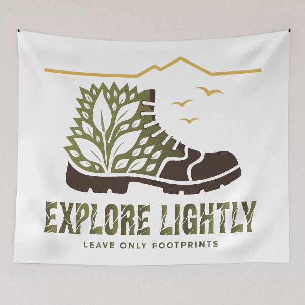 Item preview, Explore Lightly Leave Only Footprints Eco Friendly Hiking Nature T-Shirt designed and sold by Design-Pro-21.