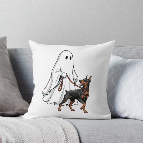 Item preview, Arte de Halloween con un fantasma espeluznante: un Doberman Pinscher caminando, amante de los perros. designed and sold by raedattia.