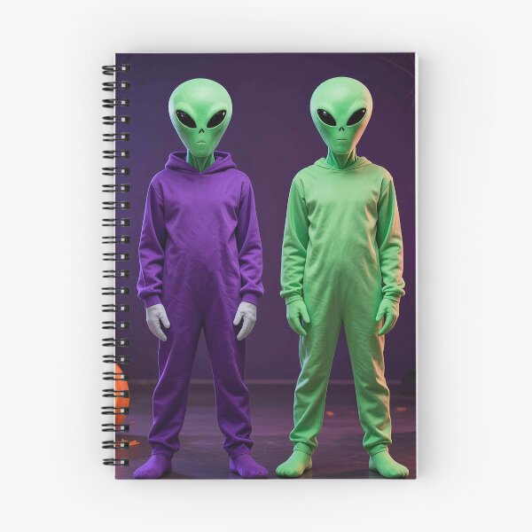 Item preview, Two Cool Green Aliens in Purple and Green Halloween Jumpsuits designed and sold by MFMart.