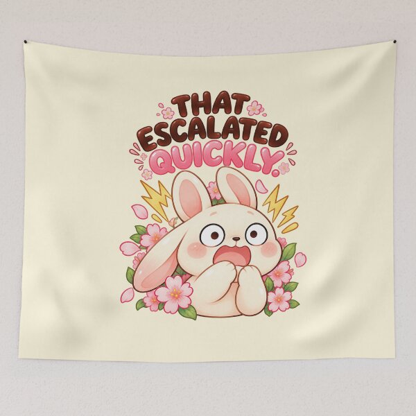 Item preview, That Escalated Quickly Bunny – Funny Kawaii Rabbit Reaction Meme designed and sold by StickyDelights.