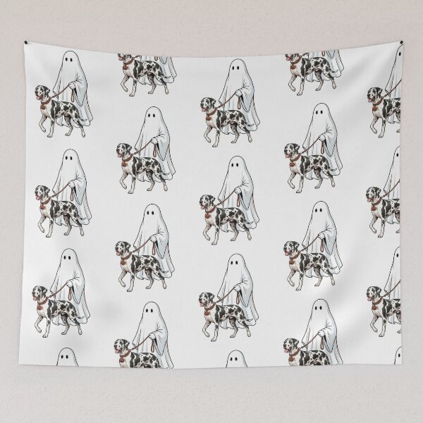 Item preview, Spooky Ghost Walking Harlequin Great Dane Halloween Dog Lover Art designed and sold by raedattia.