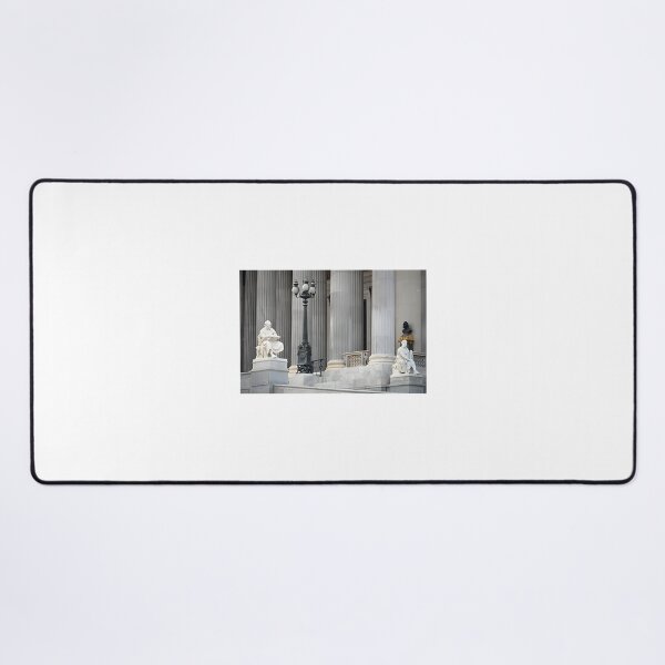 Item preview, Two Statues in Front of Austrian Parliament Building in Vienna Scenic Architecture Photography designed and sold by MartinsErdmanis.