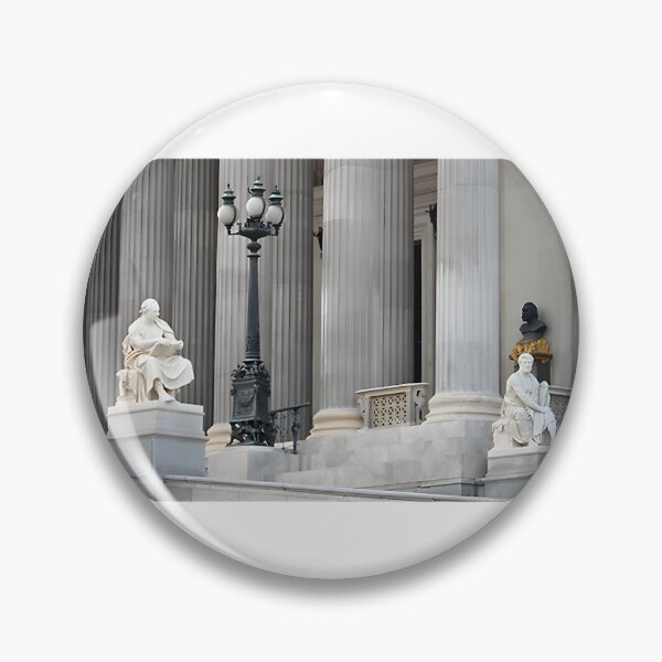Item preview, Two Statues in Front of Austrian Parliament Building in Vienna Scenic Architecture Photography designed and sold by MartinsErdmanis.