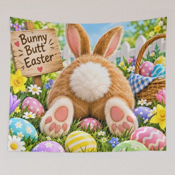 Item preview, Funny Bunny Butt Easter – Fluffy Tail, Colorful Easter Eggs and Spring Flowers designed and sold by lavanya11.