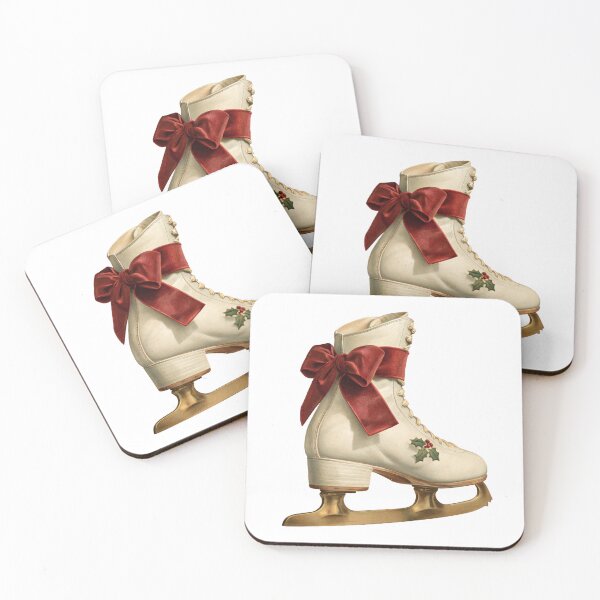 Item preview, Victorian Christmas Ice Skate with Velvet Bow designed and sold by Ink and Wink.