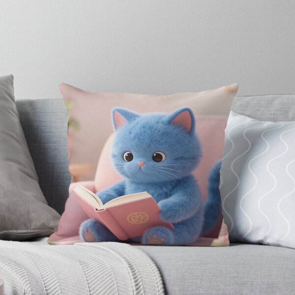 Item preview, Cute Fluffy Blue Kitten Reading a Book designed and sold by MFMart.