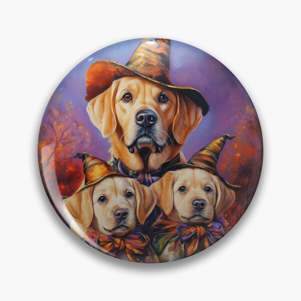 Item preview,  Halloween Labrador Mother & Puppies with Pumpkins – Witch Dog Family Art designed and sold by elisarasada.