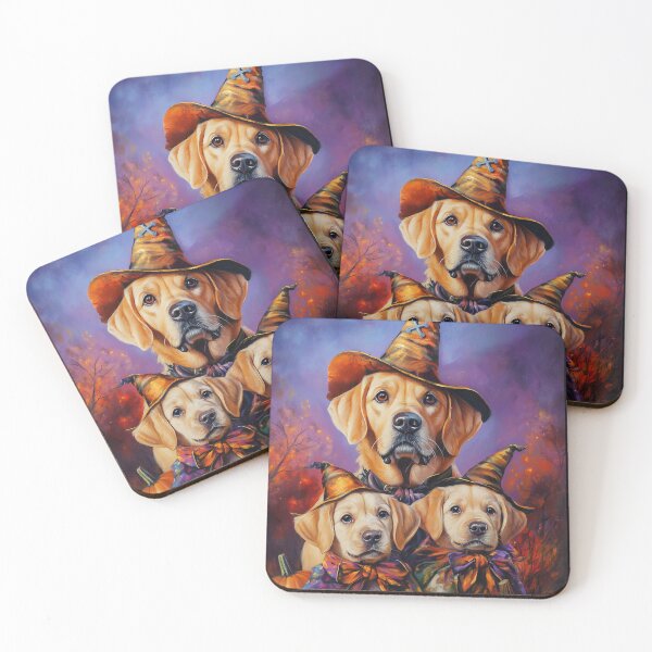 Item preview,  Halloween Labrador Mother & Puppies with Pumpkins – Witch Dog Family Art designed and sold by elisarasada.