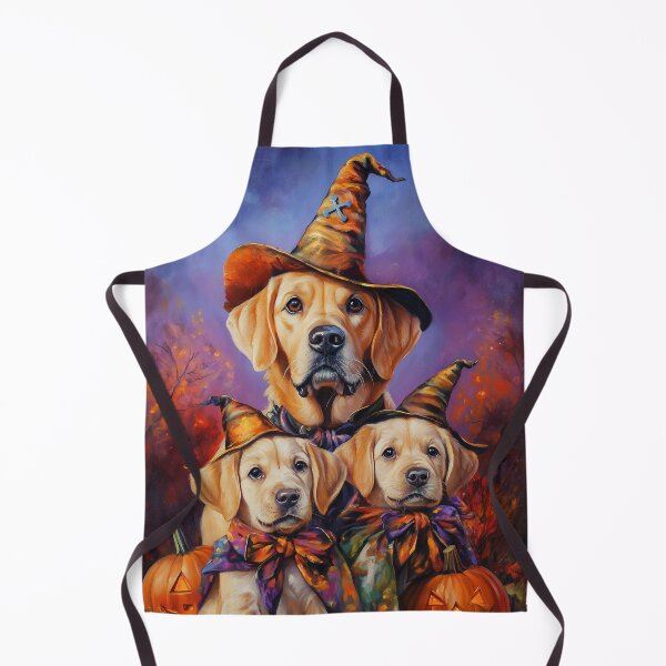 Item preview, Halloween Labrador Mother & Puppies with Pumpkins – Witch Dog Family Art designed and sold by elisarasada.