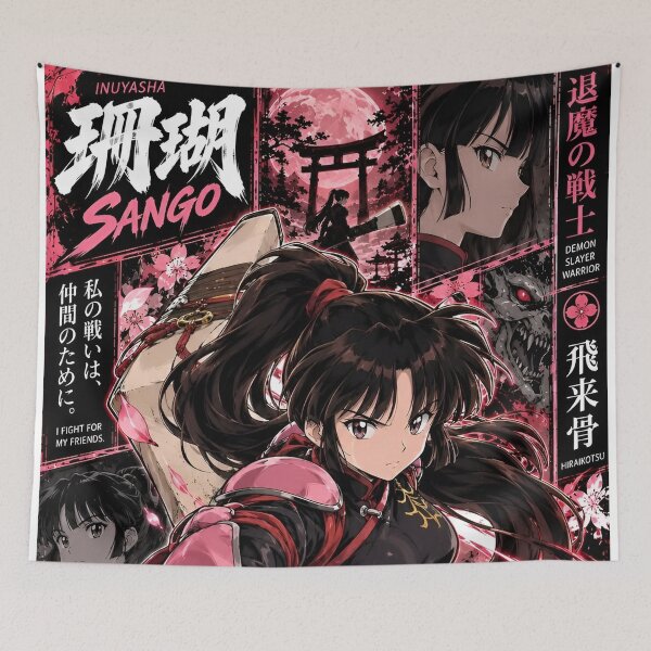 Item preview, Sango Anime Warrior – Demon Slayer Huntress with Giant Boomerang & Sakura designed and sold by Dyan4.