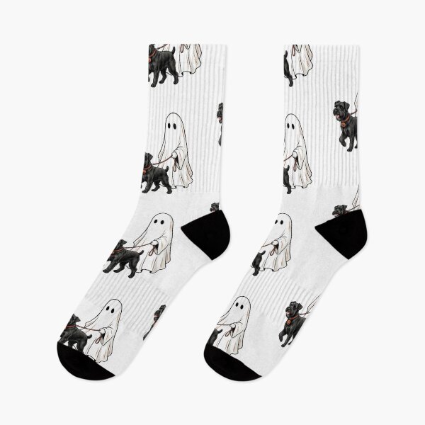 Item preview, Spooky Ghost Walking Black Schnauzer Dog Lover Halloween Illustration Art designed and sold by raedattia.