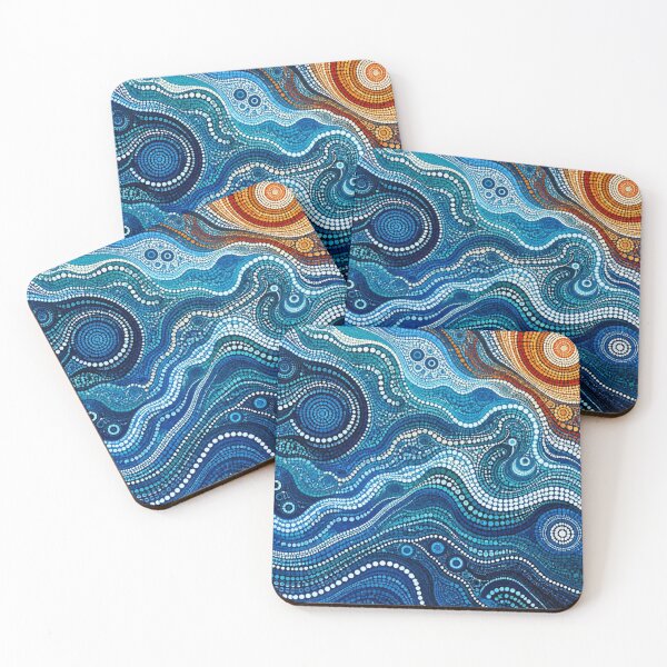 Item preview, Hot and Cold Dot Art - Abstract Sun and Ocean Waves Pattern designed and sold by GrinGalore.